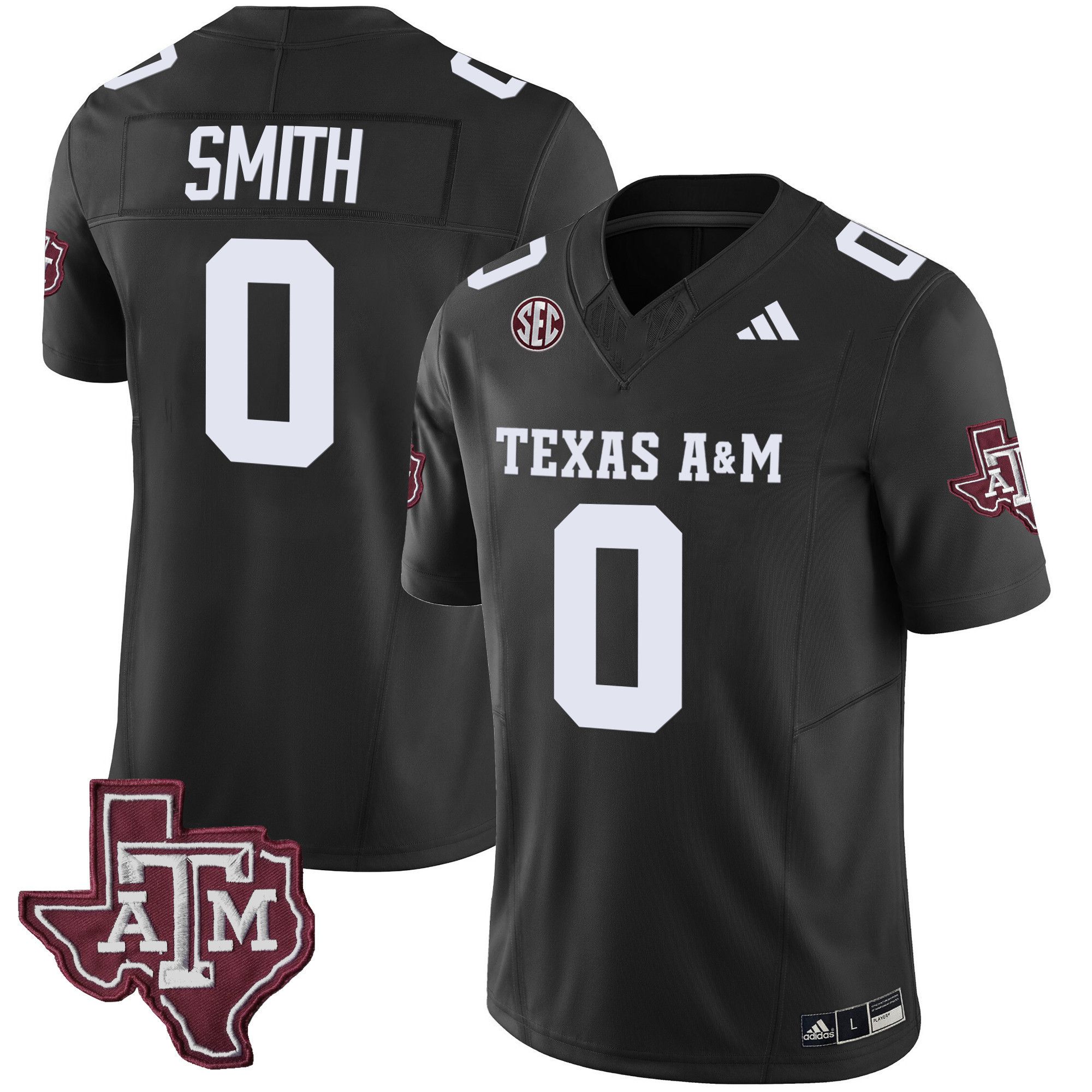 Men Texas A&M Aggies #0 Smith Black 2024 Vapor Limited NCAA Jersey style 1
